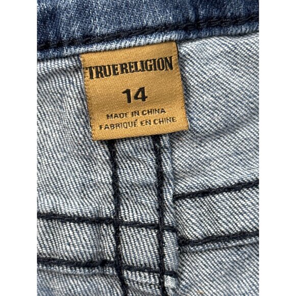 True Religion Girls Sz 14 Joey Shorts Denim Distressed Embroidered Jean Kids - Picture 3 of 16